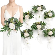 Ling's Moment White Bridesmaid Bouquet Set of 6, White Sage Bridal Bouquets f... picture