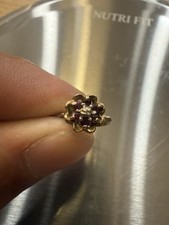 Vintage 10K Yellow Gold Ruby and Cluster Flower Ring, Size 7 picture