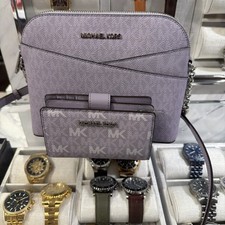 Michael Kors Lilac Purple Jet Set Dome Crossbody Signature Bag & Wallet Set picture