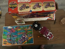 1985 KENNER MASK RHINO TRACTOR RIG W/BOX, 2 ACTION FIGURES COMIC POSTER picture