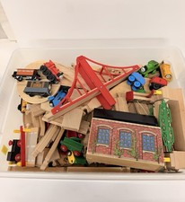 Vintage BRIO Thomas Wooden Railway Train Track Lot Bridges Trains 1994 picture