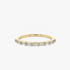 0.38 Ct Natural Baguette Cut Diamond Eternity  Wedding Band Ring 14K Yellow Gold picture