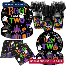 Halloween Ghost Party Supplies Boo I'm Two Plates and Napkins Tableware Set Spoo picture