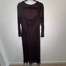 Shein Brown Lace Long Sleeve Midi Dress Size 1XL NWOT picture