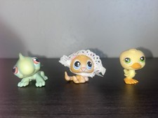 Littlest Pet Shop Tube Set, Iguana 29, Kitten 47, & Duck No Number + Accessory picture