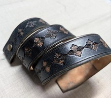 1970s vintage WESTERN buckle belt 34 leather GEOMETRIC handcrafted BOHO hippie picture