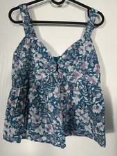 NWT French Connection Dareanna Floral Eyelet Cami Top XS Ocean Depths picture