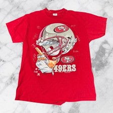 90s big helmet San Francisco 49ers red cotton t-shirt reprint VK17286 picture