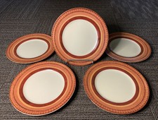 Pier 1 LUGANO Red & Orange 10.5” Dinner Plates EXCLUSIVELY For Pier 1 •Lot Of 5 picture