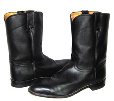 JUSTIN Style # 3133 Black ROPER Leather Cowboy Boots Men's 12 EE EUC picture