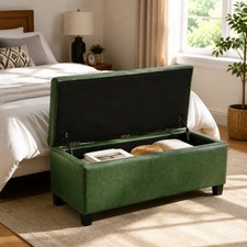 Green Storage Ottoman with Flip-Top Lid, 39