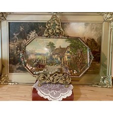 Antique 1800s Bubble Glass Home Sweet Home Cottage Picture 13x20 picture