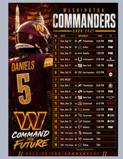 Washington Commanders Schedule 2026-27 Season Magnet (5 x 7 inches) High Def picture
