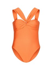 NWT MILLY Betsy Gloss One Piece Swimsuit Orange Multi-Way Bandeau Sz S $365 picture