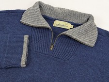 Irelands Eye Men Sweater XL Wool Knit Blue 1/4 Zip Pullover Winter Preppy picture