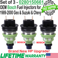 NEW Genuine x3 Bosch HP Upgrade Fuel Injectors for 1989-1997 Geo Metro 1.3L I4 picture