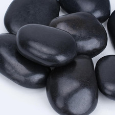 40 Lbs Polished Black River Rocks for Indoor Plants & Outdoor Landscaping picture