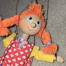 Pippi Longstocking Czech Marionette String Puppet Wooden Doll 10