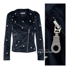 NWT Rebecca Minkoff Wes Moto Jacket Blue Velour XS Velvet Studded Stars $498 picture