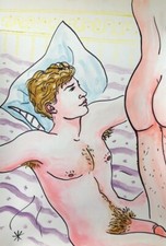 Large Mixed Media On Paper Painting Jean Cocteau Style picture