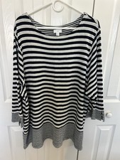 J Jill Black/white Striped Tunic Top Size 3X picture