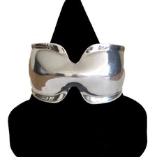 VTG RLM Studios Robert Lee Morris Sterling Silver Modernist Wave Cuff Bracelet picture