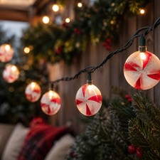 Northlight 10-Count Peppermint Shaped Christmas Light Set, 6ft Green Wire picture