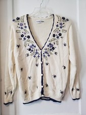 NWOT Alfred Dunner White Floral Sweater Size L #533 picture