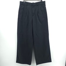 Madewell Slouchy Straight Women Pants 10 Black Pleated Lyocell Linen Trousers picture