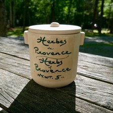 Vintage Aux Anysetiers du Roy Herbes de Provence 5 Oz Ceramic Crock France picture