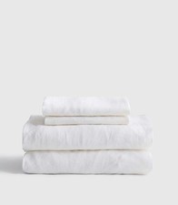 New Quince European Linen Sheet Set – King – White – 100% Linen – 4 Piece Set picture