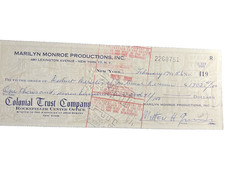 MARILYN MONROE PROD. ORIG. 1956 CHECK PAYABLE TO 