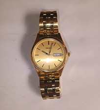Seiko 37mm 7N43-9048 Golden Day Date Quartz Men's Watch New Battery (Lot2772) picture