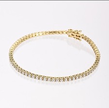 3mm Tennis Bracelet 6.5 Inch 925 Silver  gold plated, MOISSANITE of 5.1ctw  picture