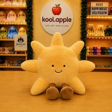 Adorable Smile Face Yellow Sun Plushie Stuffed Cute Pillow Gift picture