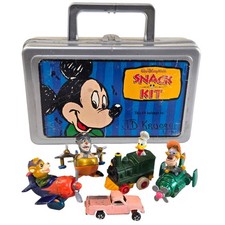 Vintage Walt Disney World Mickey Mouse Snack Kit Case with Character Toy Lot picture