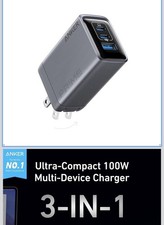 New Anker Prime Ultra 100W USBC 3-Port GaN Wall Charger Laptops, Tablets, Phones picture