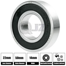 1x 62/22-2RS Ball Bearing 22mm x 50mm x 14mm Rubber Seal Premium RS 2RS QJZ NEW picture