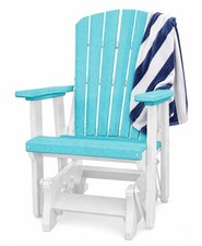 Slat Fan Back Adirondack Glider by DutchCrafters Amish Made USA White & Aruba picture