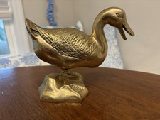 Vintage Solid Brass Duck / Goose Figurine Sculpture Heavy Decorative Bird picture