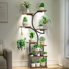 Large Plant Stand Indoor with Grow Lights Tall Plant Shelf Curved Plant Holder picture