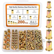 200PCS Metric Rivet Nut Kit M3 M4 M5 M6 M8 Rivnut Threaded Insert Assortment picture