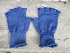 REENACTOR 18TH C COLONIAL FINGERLESS WOOL WORK GLOVES LARGE BLUE UNISEX WARM picture