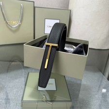 Authentic Tom Ford Reversible Leather T-Buckle Belt Luxury Designer Fashion picture