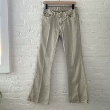 VTG Lucky Brand Flare Jeans Tan Khaki Denim Y2K Dungarees Low Rise Womens 8/29 picture