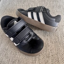 adidas VL Court 3.0 Toddler Size 7K Black White Gum Sneakers EUC ID9156 picture