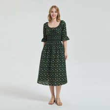 Women's Bell Elbow Sleeve Midi Dress - Universal Thread Green Floral M picture