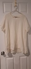 FLAX Tunic Top Womens 100% Linen Short Sleeve Scoop Neck Size M picture