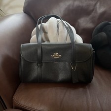 Coach Black Pebbled  Bridget Shoulder Bag Push Lock Gold Hardware picture