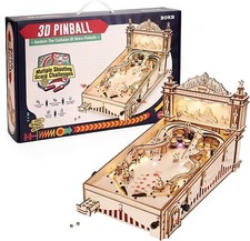 ROKR 482PCS 3D Pinball Machine Wooden Puzzle DIY Vintage Style - BRAND NEW picture